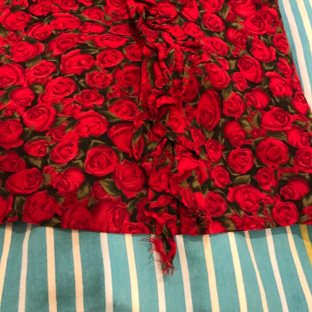 SAY Floral Rose Print 2-Piece Set: Ruffle Blouse & Tulip Midi Skirt - Size S / 2 - Picture 9 of 14